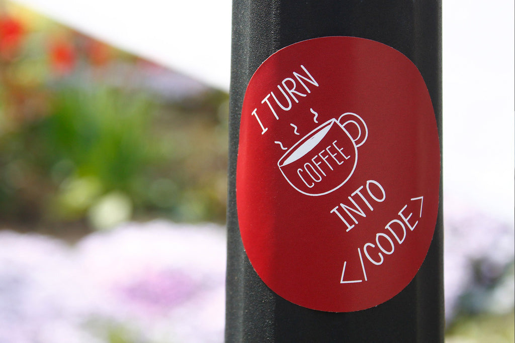 I turn coffee into code | Sticker