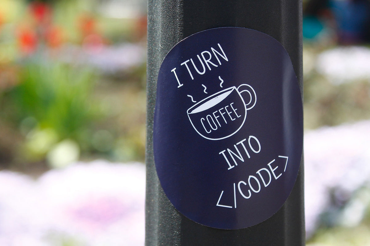 I turn coffee into code | Sticker