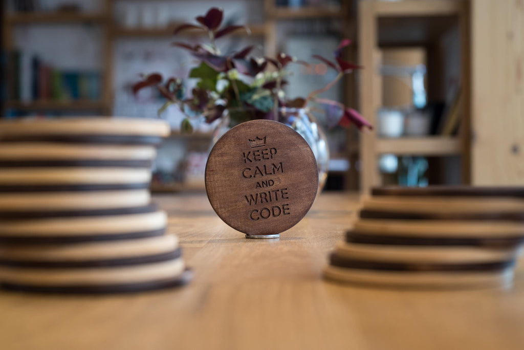 Keep calm and write code | Wooden coaster